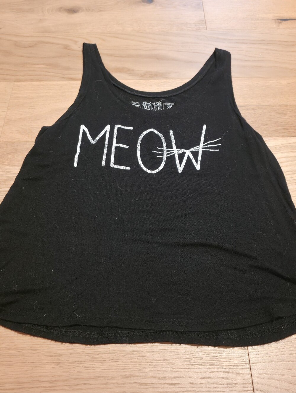 Black "MEOW" Cat Graphic Tank Top